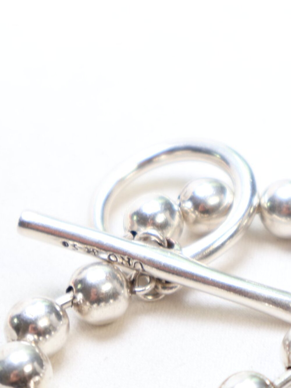 Uno De 50 Silver Tone Beaded Bracelet with Big Toggle Clasp $130 - Picture 3 of 3